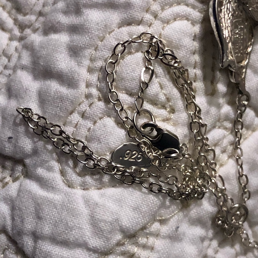 Lenox .925 silver/white topaz dove/hearts necklace - Picture 6 of 8